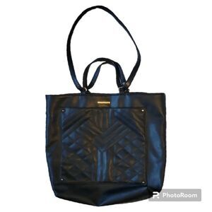 Rampage Faux Leather Black Quilted Tote